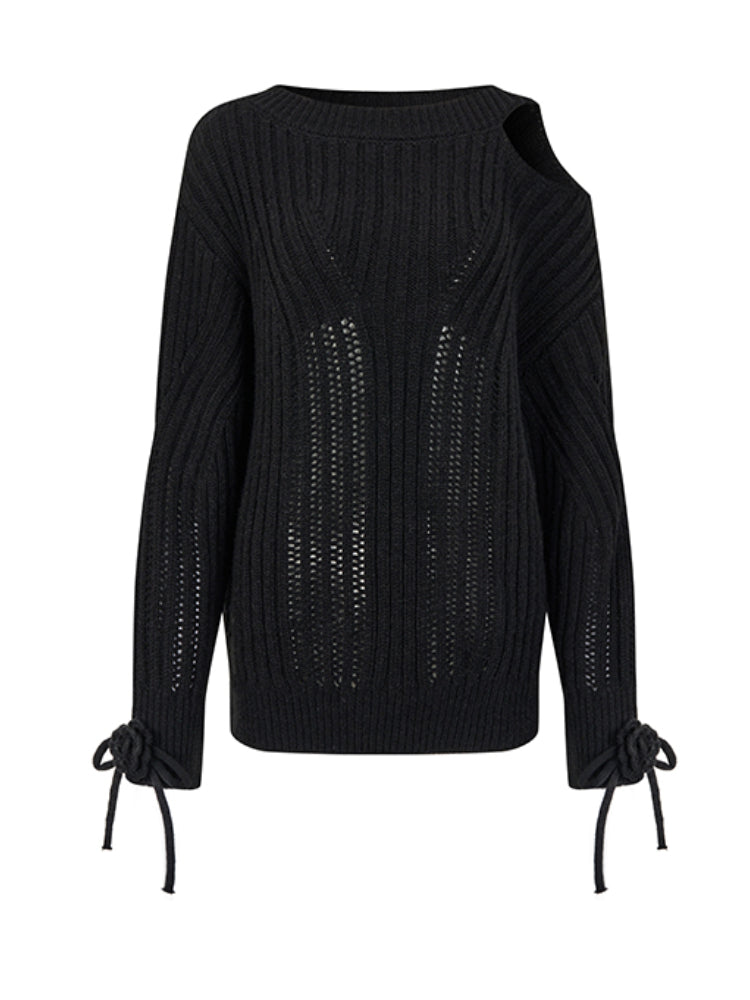 Two-Way Bowknot Irregular Sweater - CHINASQUAD