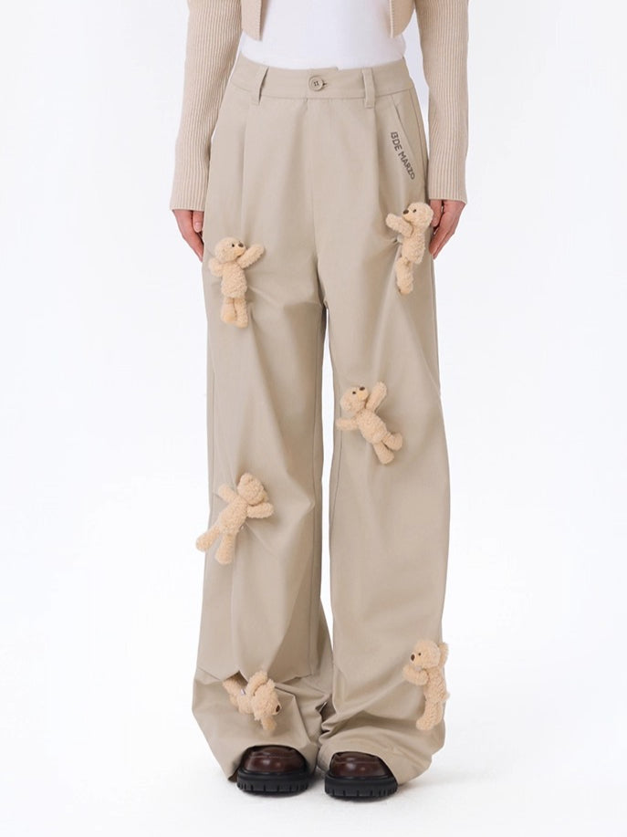 Multi-Bear Ruched Straight Cargo Pants
