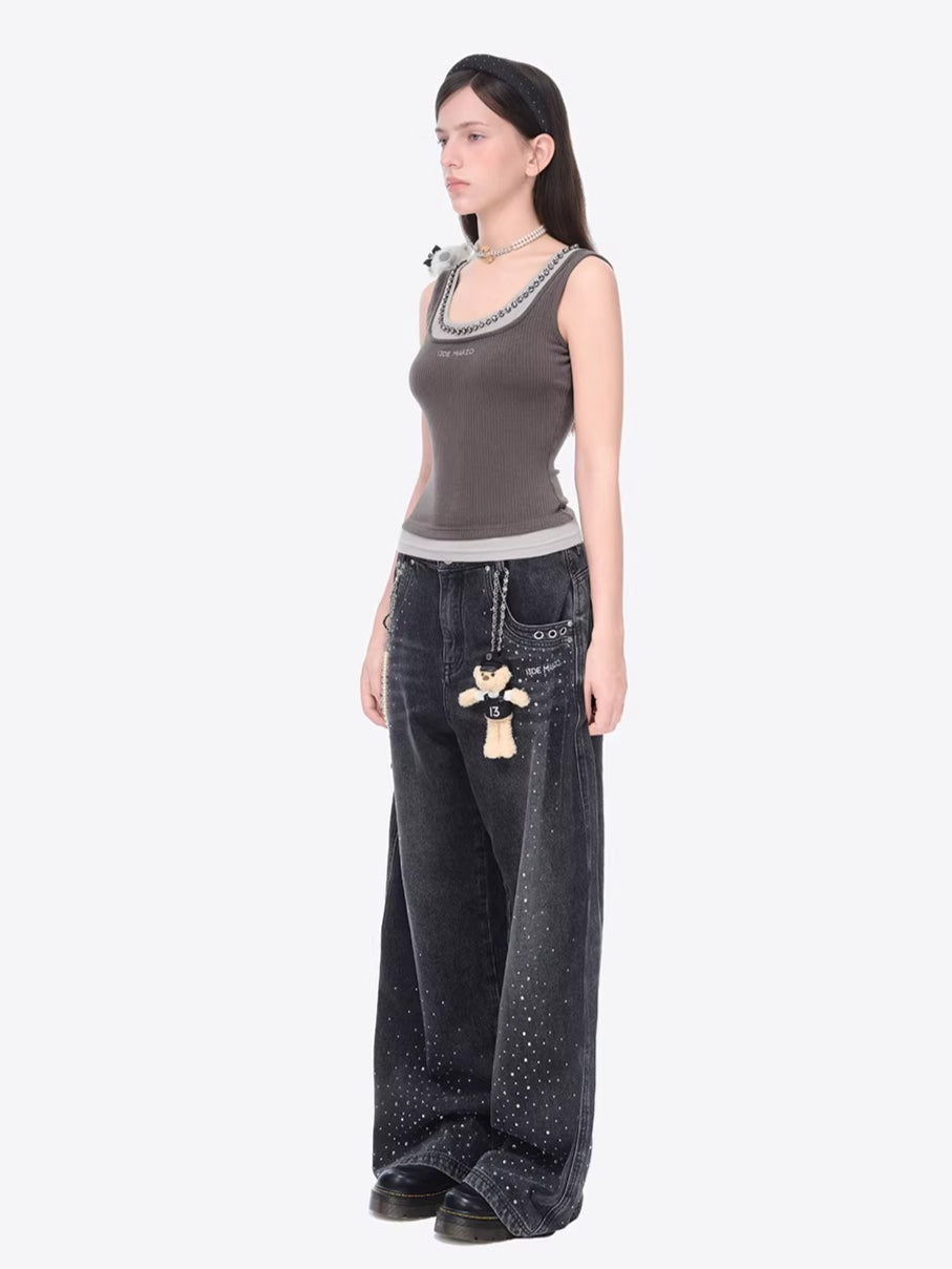 Gemstone-Collar Fitted Cropped Camisole