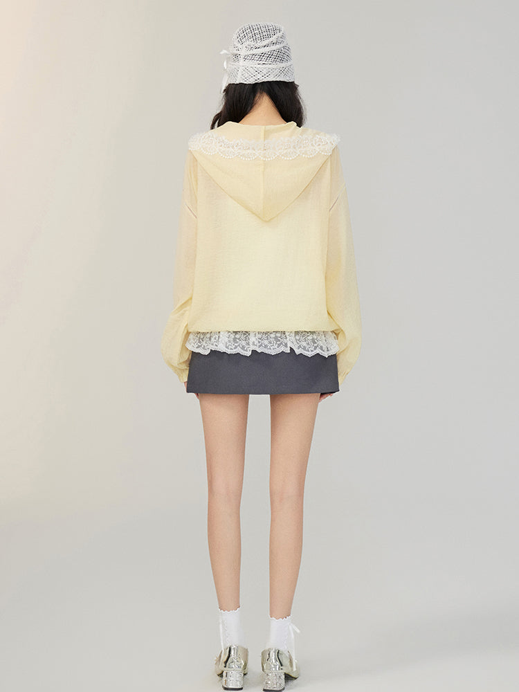 Lace Trimmed Oversized Sun Protection Coat - CHINASQUAD