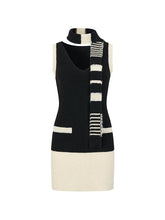 Color-block Knit Cardigan Dress & Scarf Set - CHINASQUAD