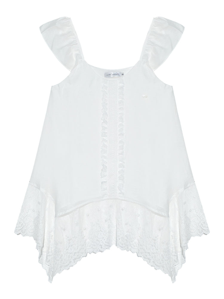 Lace Ruffled Hem Top - CHINASQUAD