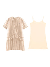 Checkered Hollow-Out Ruffled Dress Set - CHINASQUAD