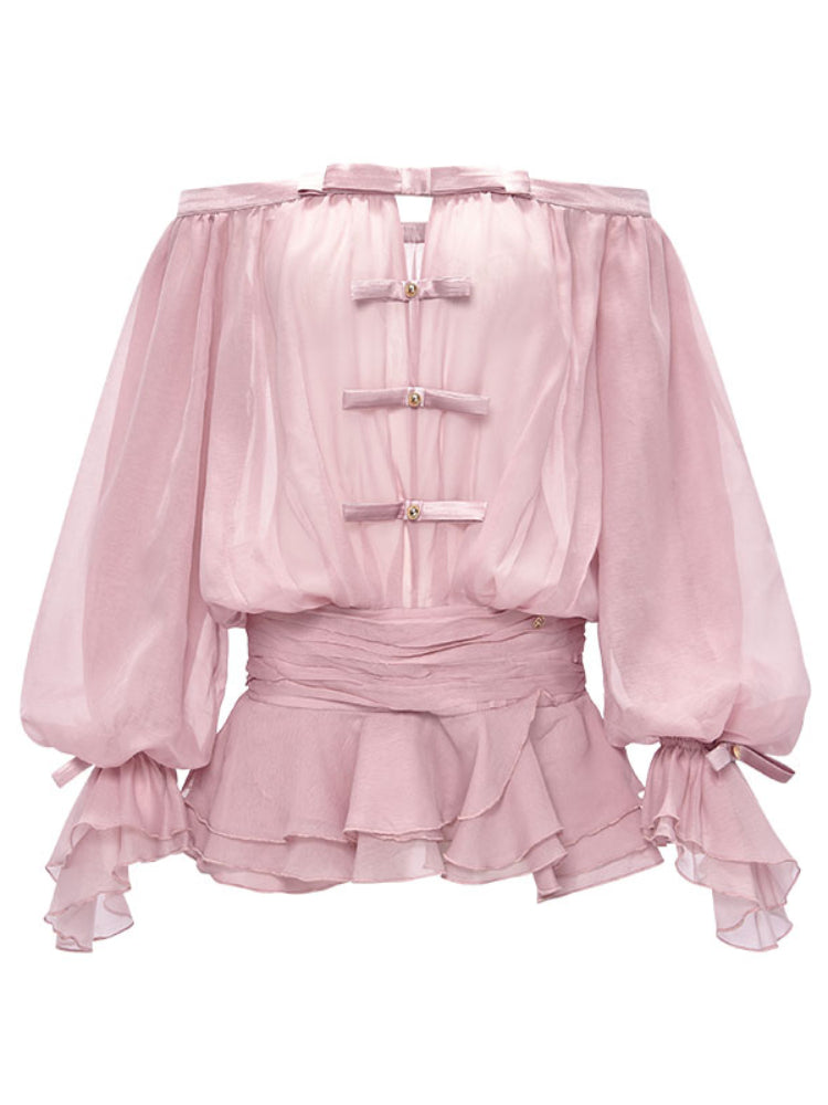 Off-shoulder Bubble Sleeve Puff Dress - CHINASQUAD