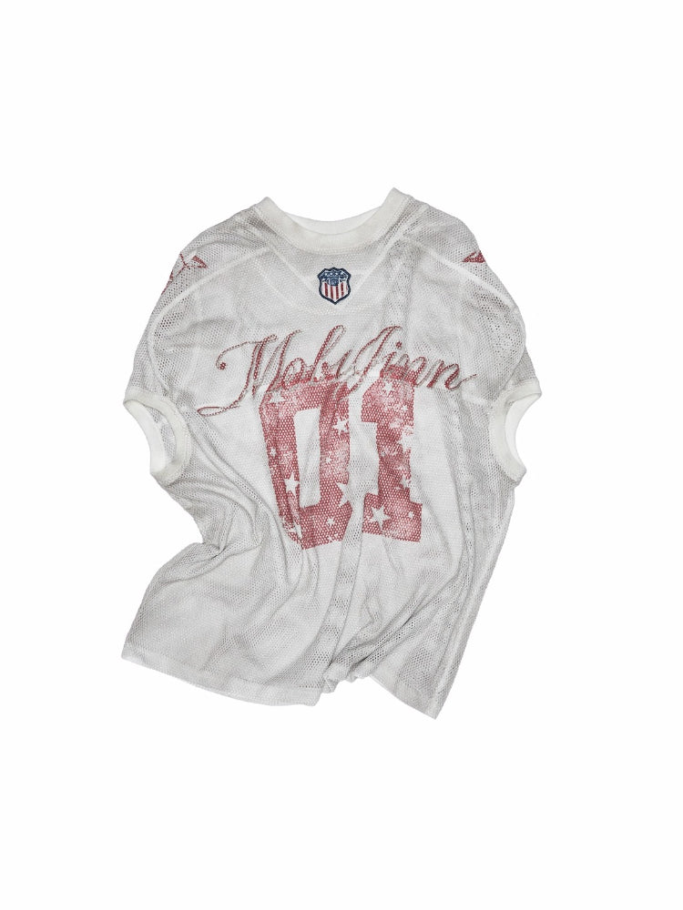 Contrast Logo Vintage Printed Rugby Jersey Shirt