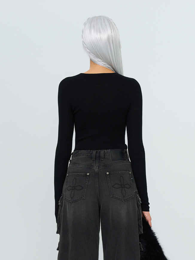 Hug Seamless Knitted Wool Crewneck Sweater - CHINASQUAD