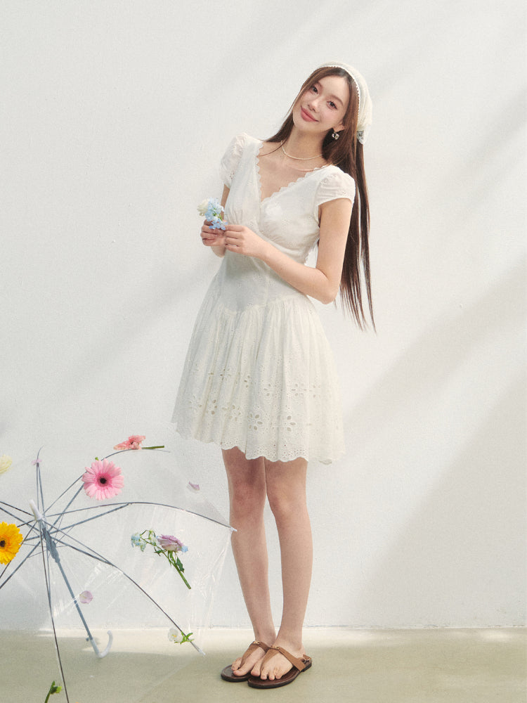 V-Neck Flower - Cutout Dress - CHINASQUAD