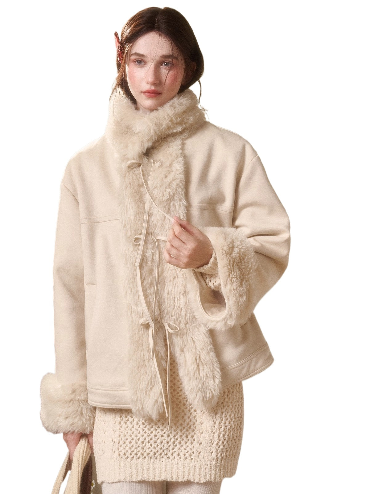 Travel Plan Shearling Fleece-Lined Stand Collar Jacket