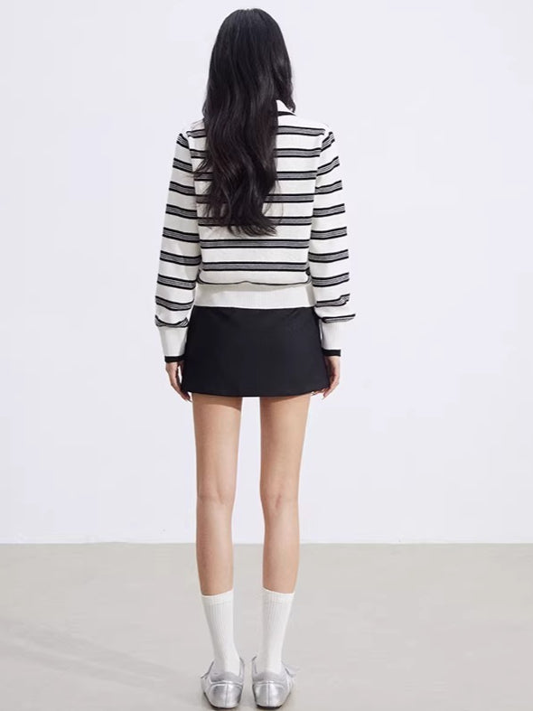 Collegiate Stripe Polo Knit Sweater