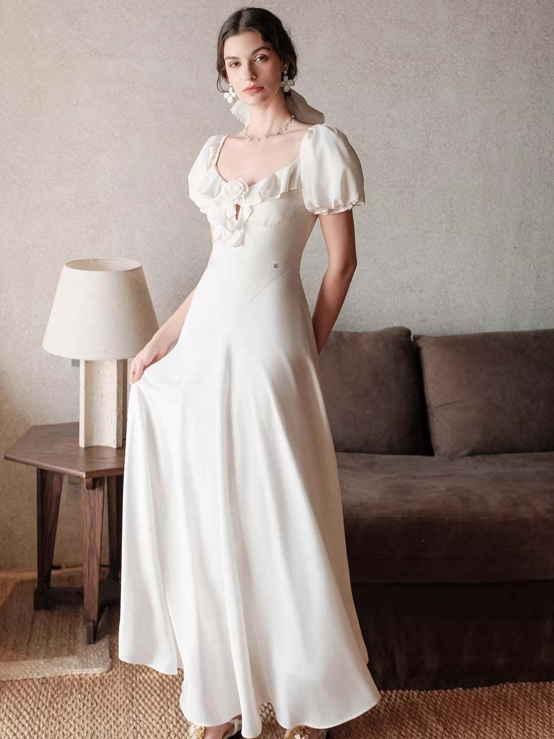 Puff-Sleeve Resort Maxi Dress