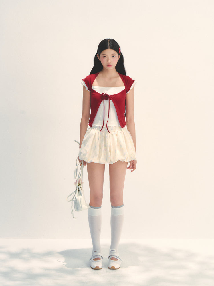 Mesh Floral Puff Skirt - CHINASQUAD