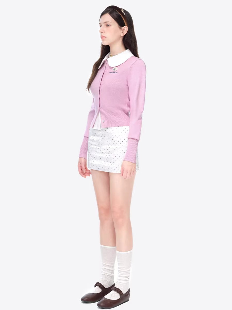Cropped Knit Cardigan Sweater