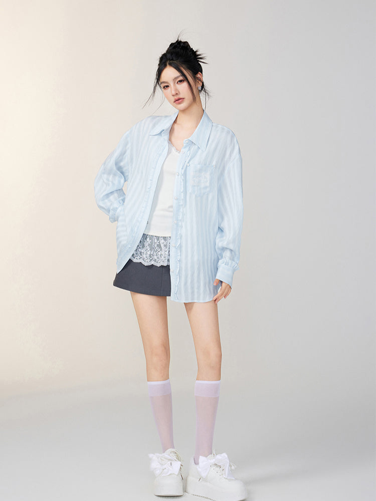 Lace-Trimmed Floral Shirt - CHINASQUAD