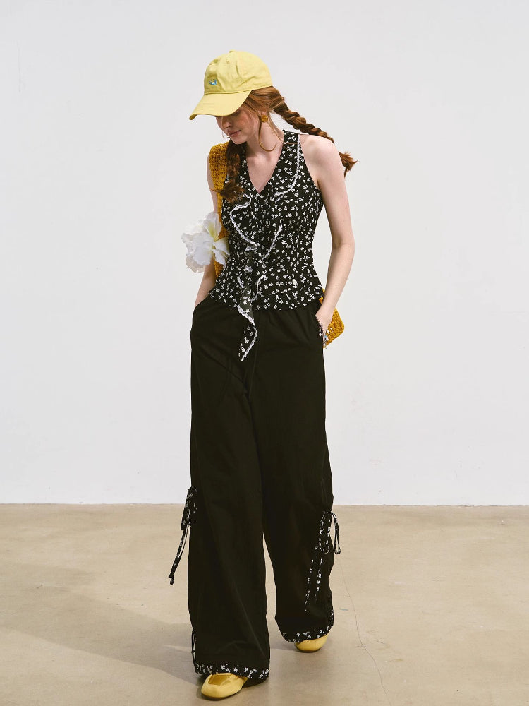 V-Neck Lace Halter Vest - CHINASQUAD