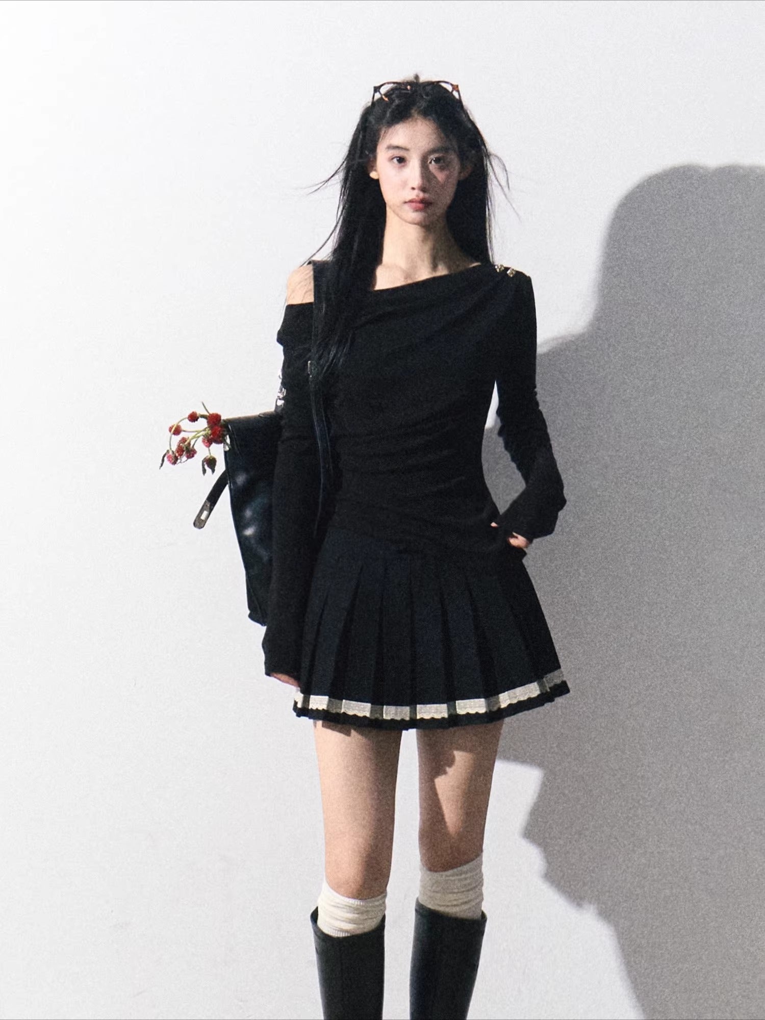 One-Shoulder Waist-Defining Knit Base Layer