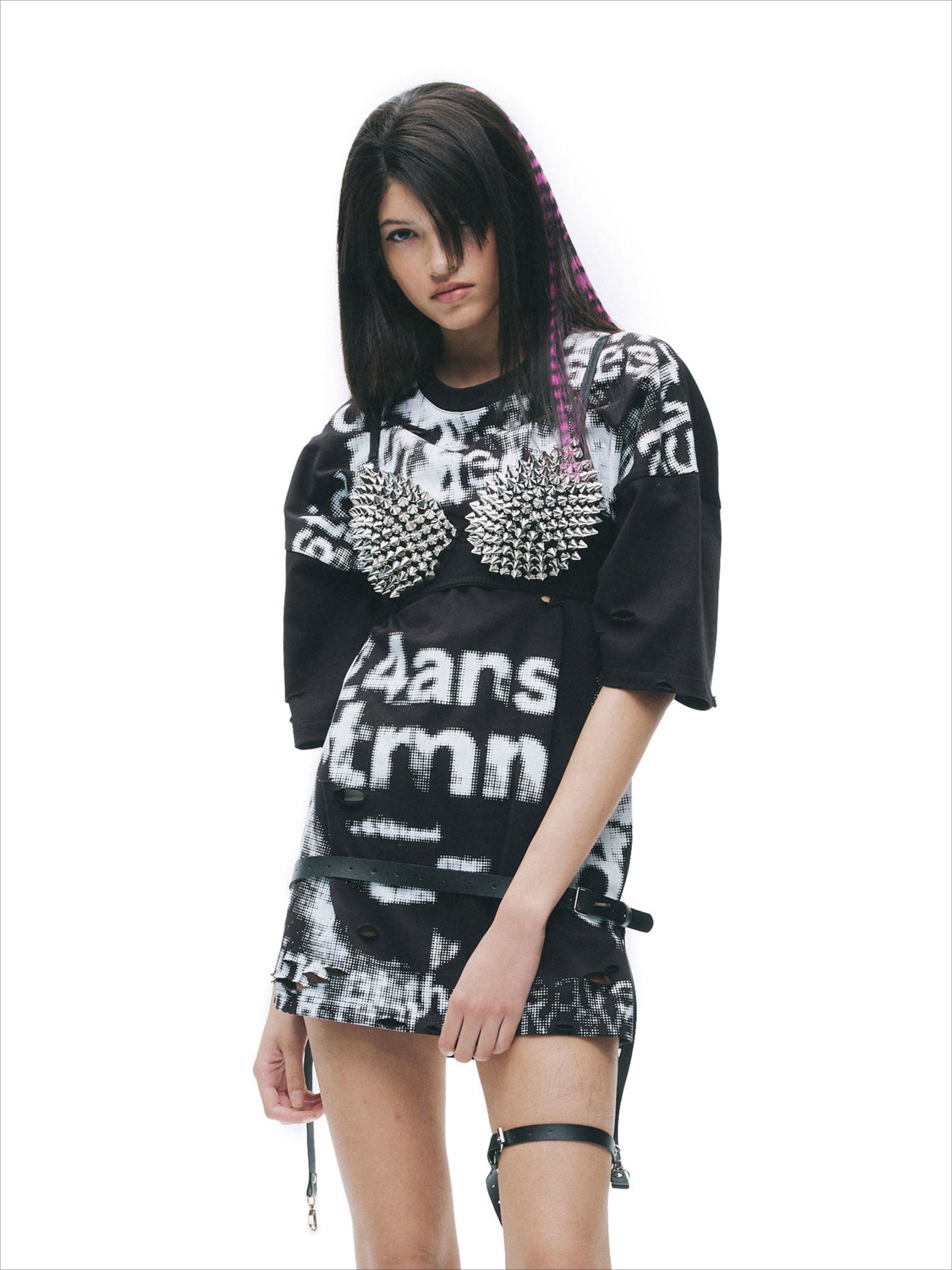 Distressed Laser-Burn Graphic Oversized T-Shirt