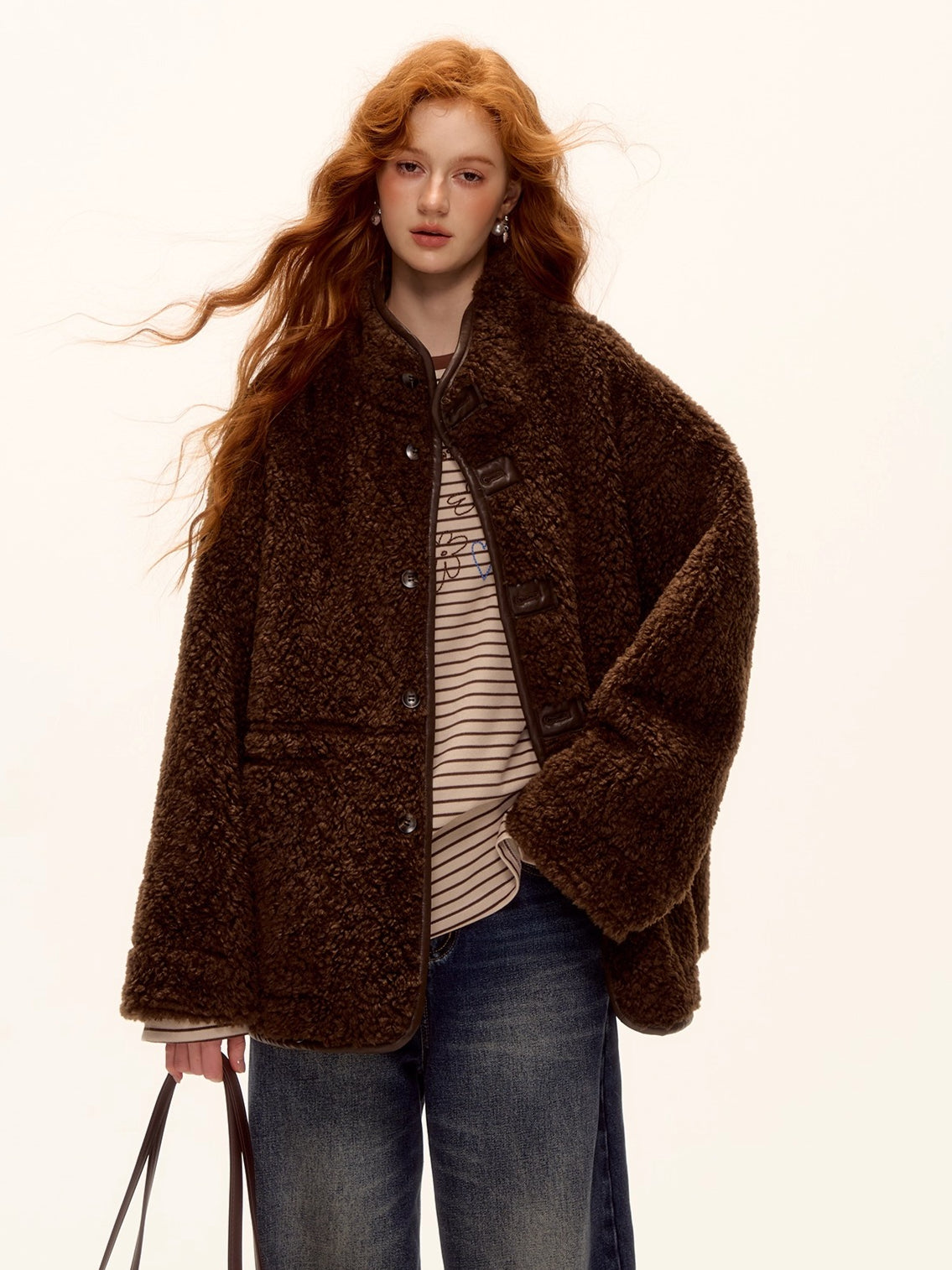 Reversible Faux Suede Shearling Jacket