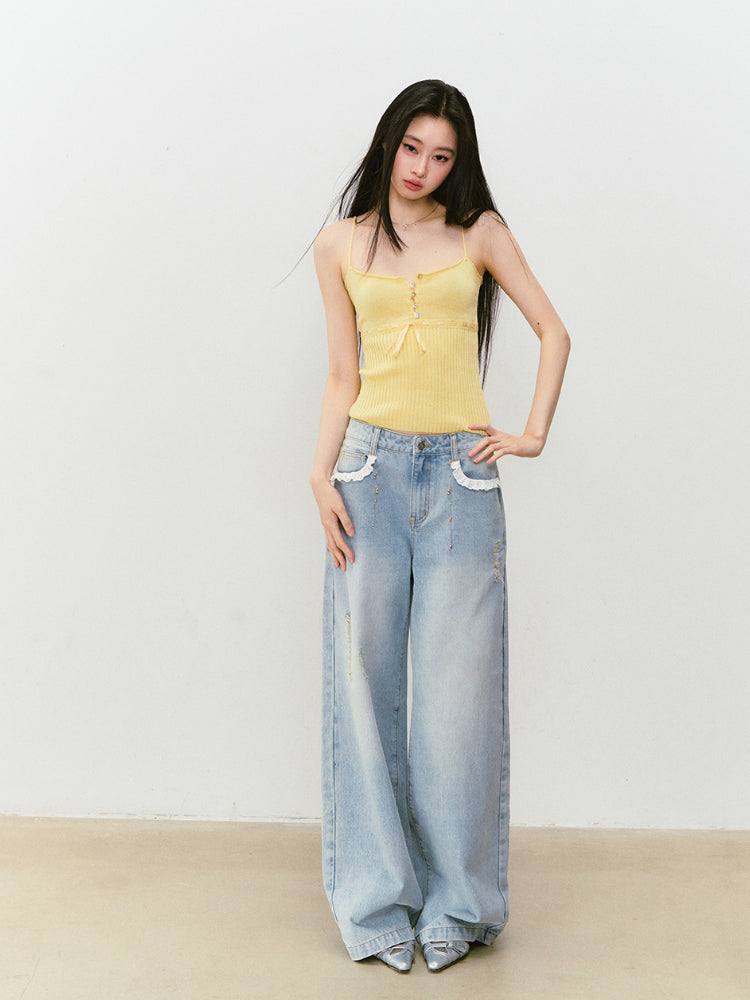 Button Lyocell Knit Tank Top - CHINASQUAD