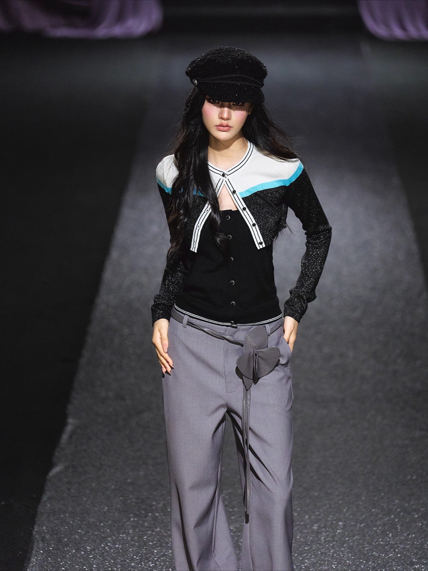 Sparkle Contrast Trim Knit Two-Piece Set - CHINASQUAD