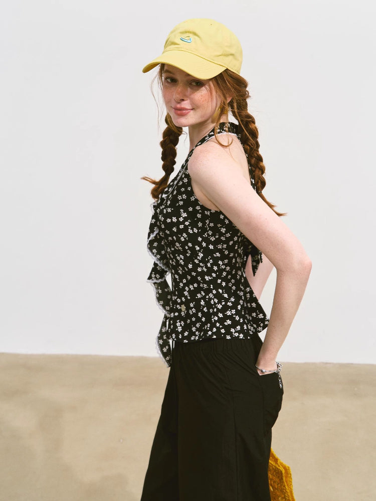 V-Neck Lace Halter Vest - CHINASQUAD