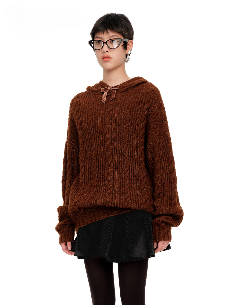 Bow-Tie Hooded Knit Hoodies - CHINASQUAD