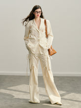 Black & White Embroidered Lace Blazer - CHINASQUAD