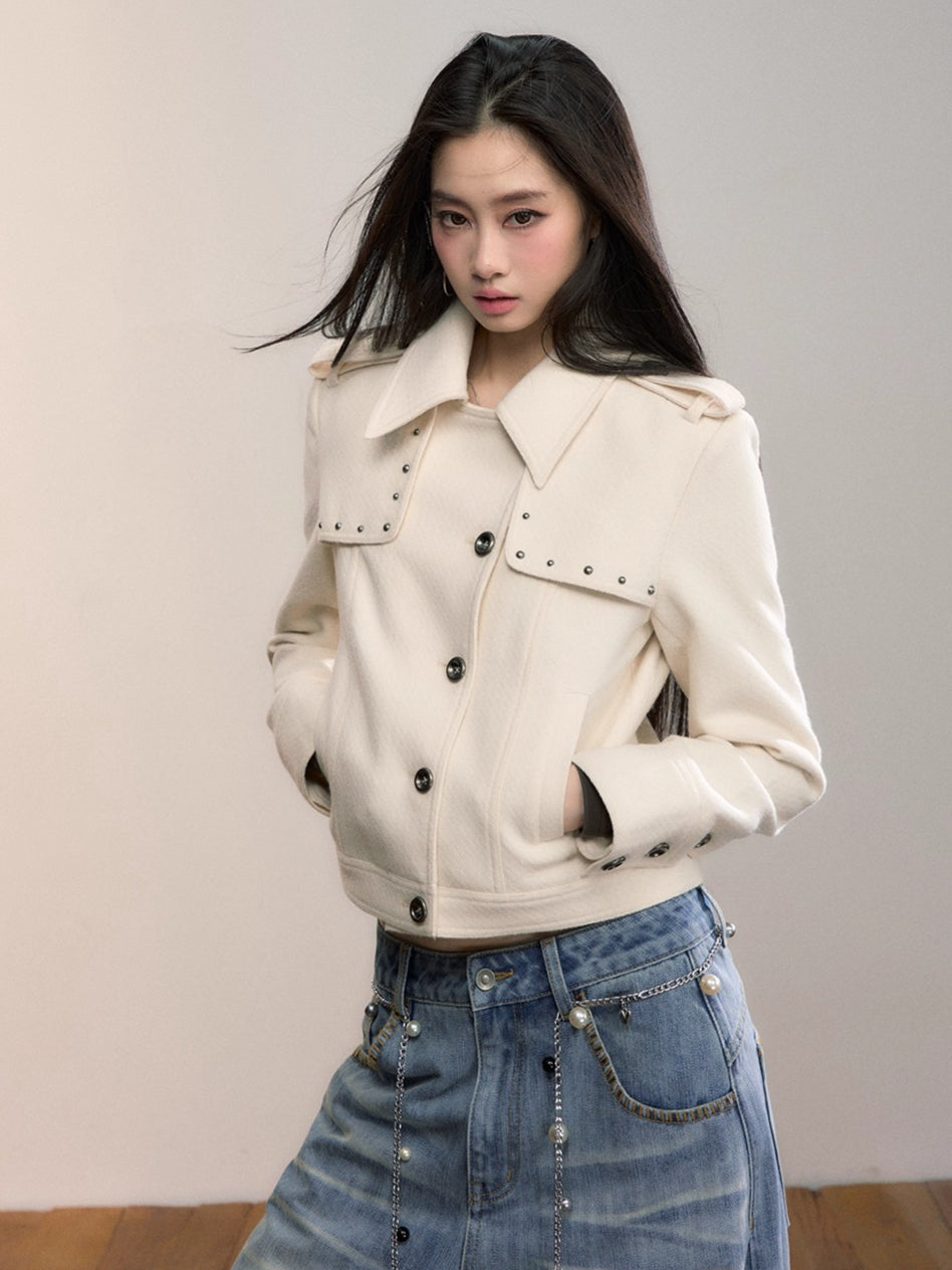 Studded Edge Cropped Fitted Jacket