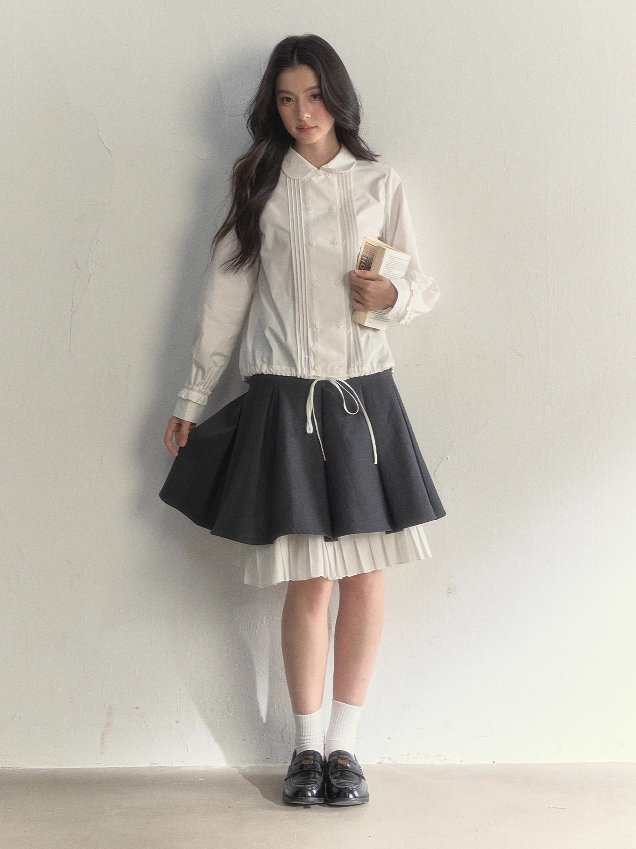 Double-Breasted Doll Collar Shirt