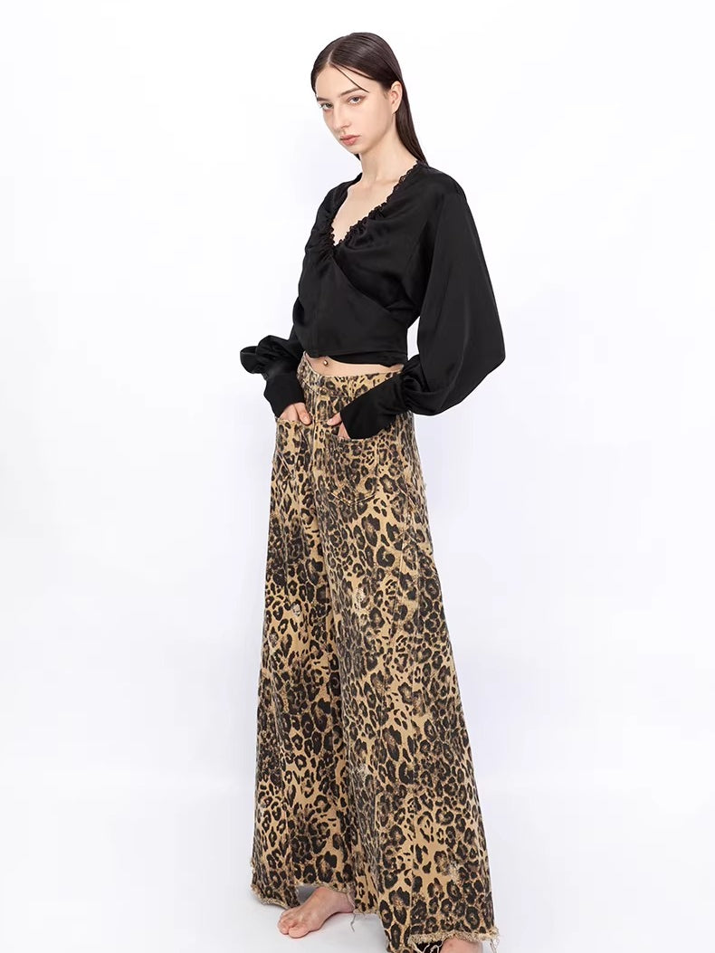 Convertible Ruched V-Neck Acetate Blouse