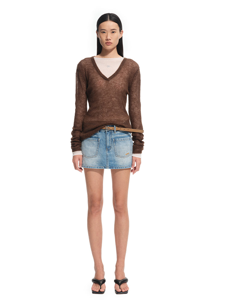 Alpaca Irregular Thin Long-sleeve Blouse - CHINASQUAD