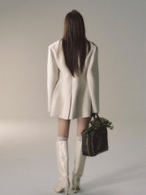 Black & Apricot Double-breasted Wool Blazer - CHINASQUAD