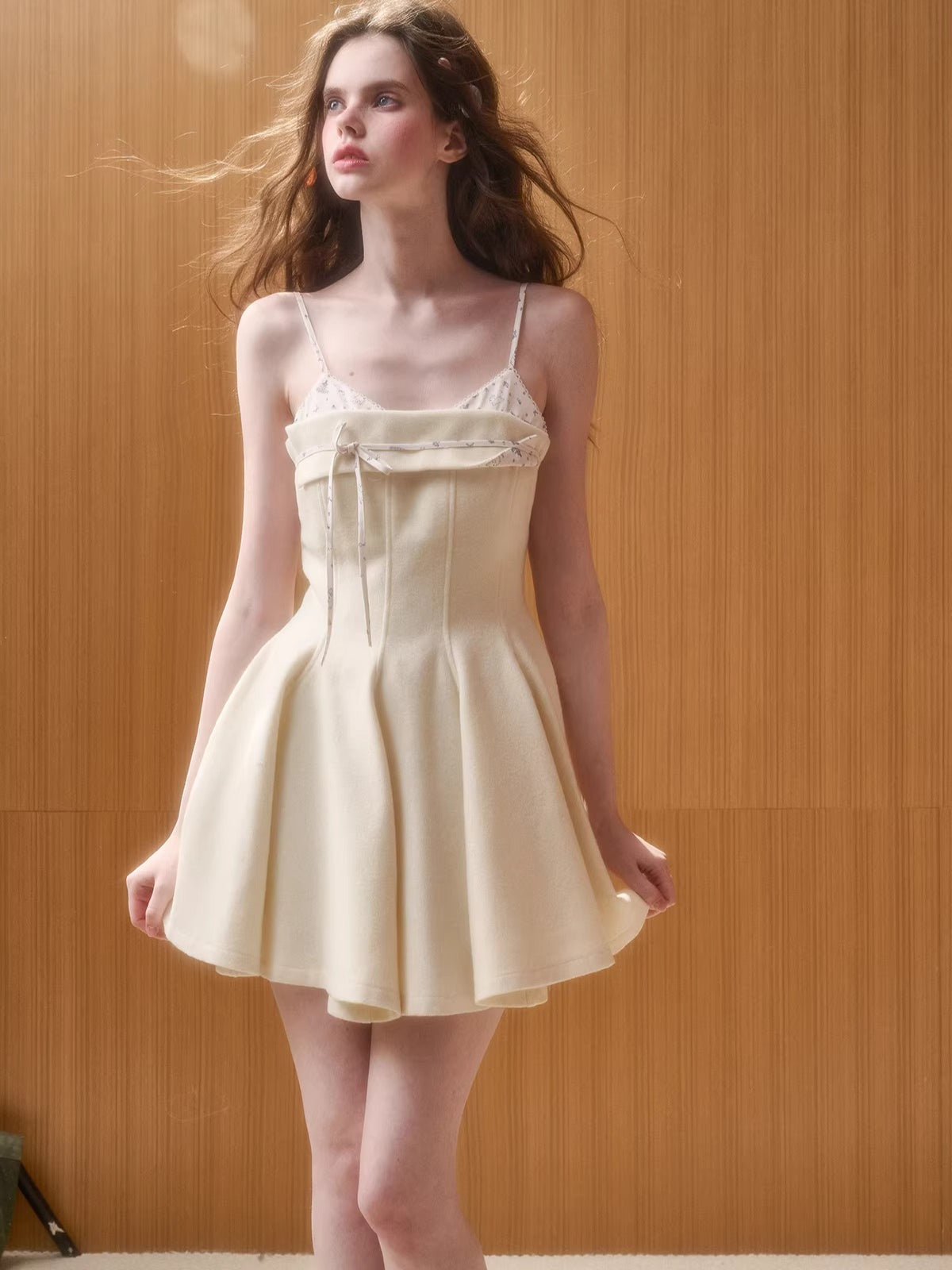 Wool-Blend Puffy Cami Dress