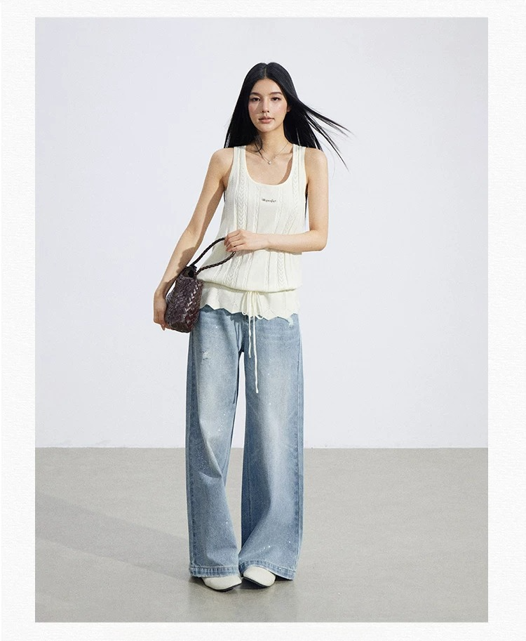 Drawstring Ruched Knit Tank Top