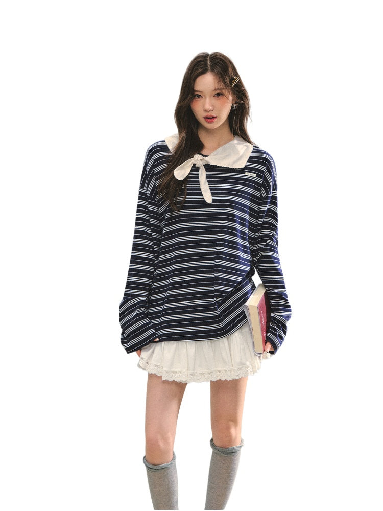Bow Tie Stripe Long-Sleeve T-Shirt - CHINASQUAD