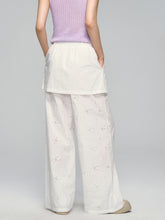 Hollow-Out Fauk Two Piece High-Waist Pants - CHINASQUAD