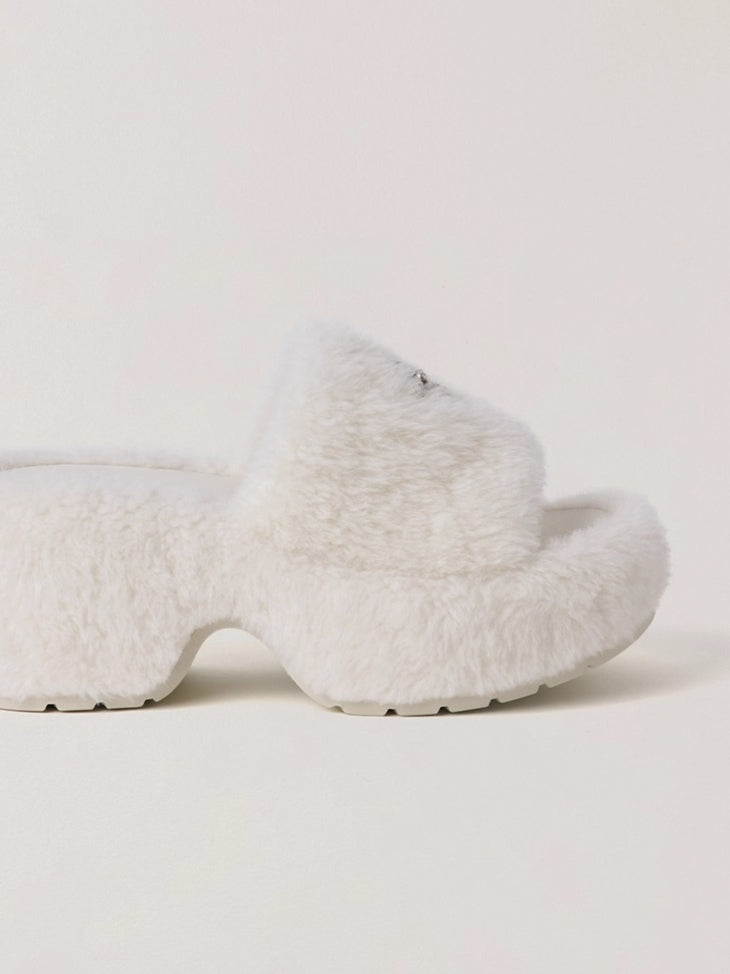 Cross Relic Shearling Heel Mules