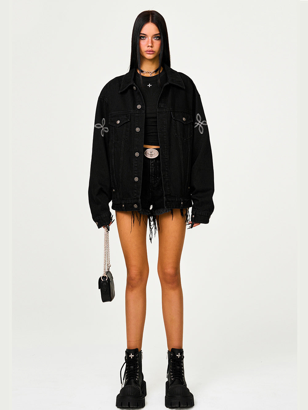 Vintage Black Washed Denim Jacket - CHINASQUAD