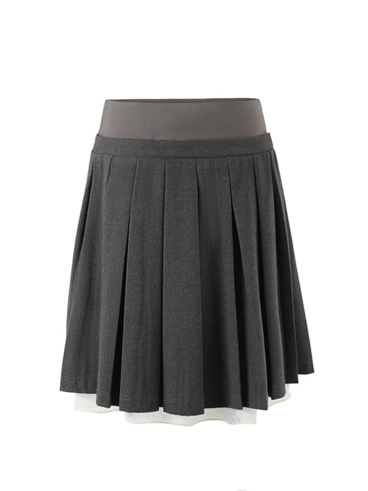 Sheer Double-layer Slim Low-waist Midi Skirt