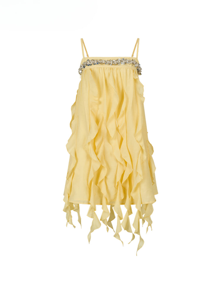 Beaded Flowing A-line Acetate Dress - CHINASQUAD