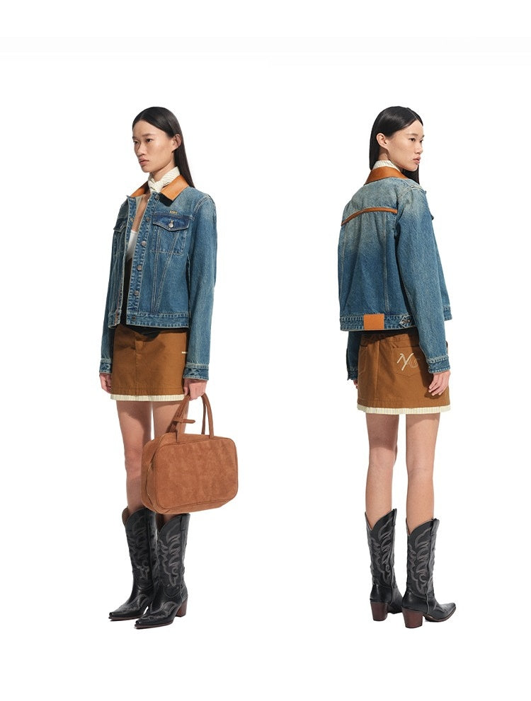 "Savanna Series" Washed Panel Denim Jacket - CHINASQUAD