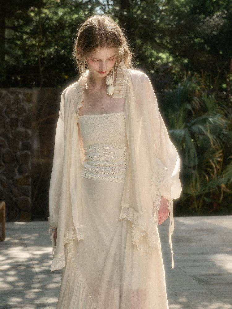 Lace Round Neck Trimmed Shirt - CHINASQUAD