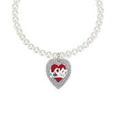 Cat Heart Enamel Pearl Necklace - CHINASQUAD