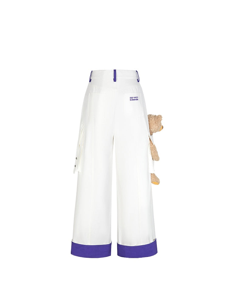 White & Black Bear Cargo Pants - CHINASQUAD