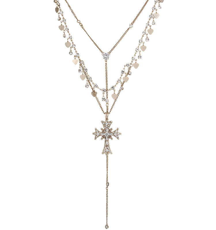 Double-layered Cross Necklace - CHINASQUAD