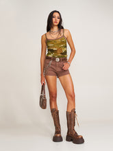 Compass Dancer Denim Flat Shorts Sand - CHINASQUAD