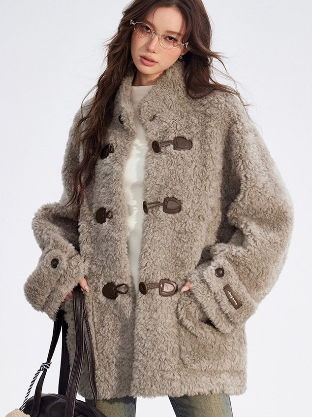 Wool-Blend Shearling Buttoned Jacket