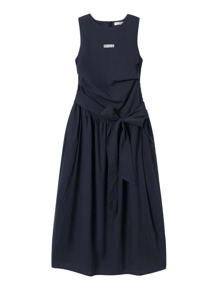 Sleeveless Tie-Waist A-Line Sundress - CHINASQUAD