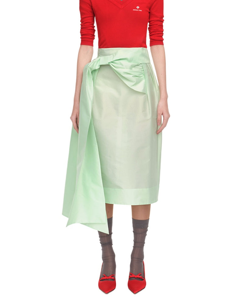 Side Bow-Detail Long Skirt - CHINASQUAD