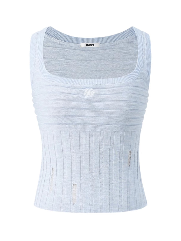 U - neck Hollow Knit Camisole - CHINASQUAD