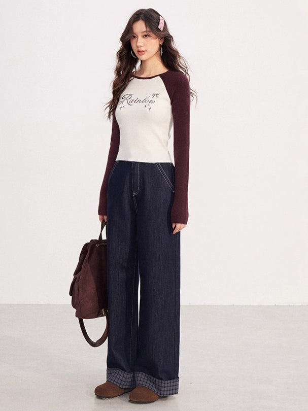 Contrast-Embroidered Raglan T-Shirt